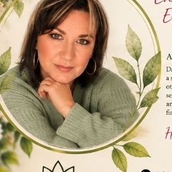 Portrait of Danielle Petzer, wearing a soft sage green sweater